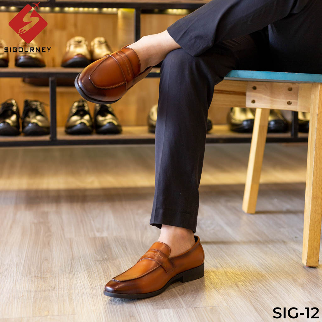 giày da nam màu nâu Sigourney SIG-12